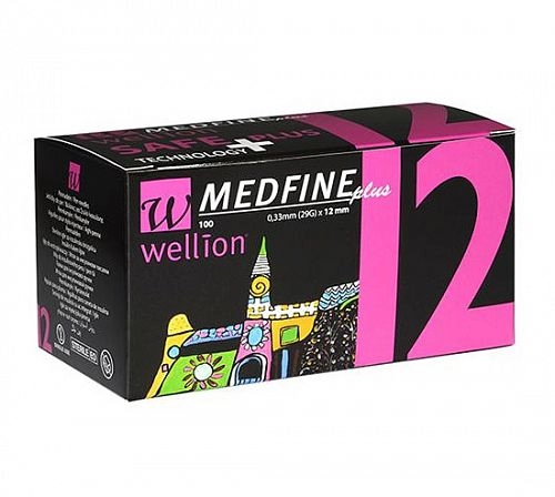 Универсальные иглы Wellion MEDFINE plus для инсулиновых шприц-ручек 12мм (31G x 0,25 мм)
