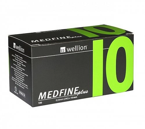Универсальные иглы Wellion MEDFINE plus для инсулиновых шприц-ручек 10мм (31G x 0,25 мм)