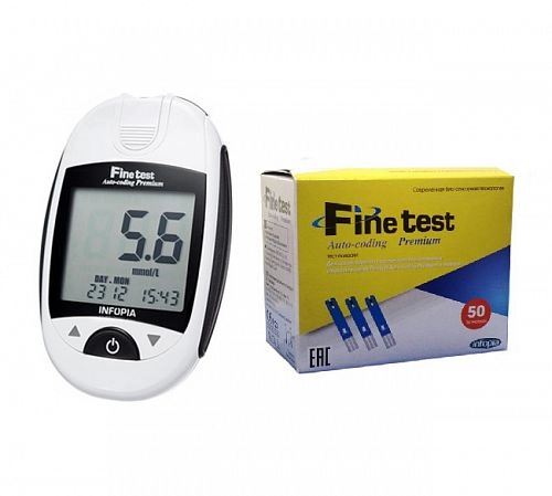 Глюкометр Finetest auto-coding Premium (Файнтест Премиум) + 50 тест-полосок