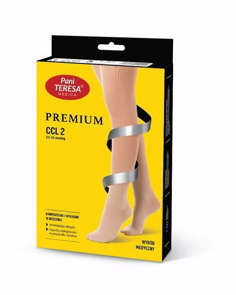 Компресійні колготки Pani Teresa Premium 0461, 2 клас, колір темно-бежевий, довжина довгі, носок закритий, розмір 1 PT0461 фото