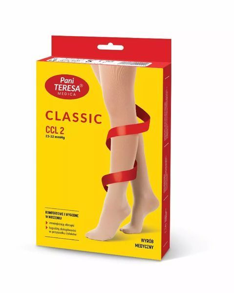 Компрессионные чулки Pani Teresa Classic 0403, 2 класс, цвет черный, длина короткие, носок закрытый, размер L PT0403 фото