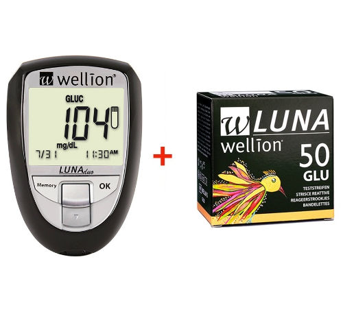 Акційний набір Глюкометр Wellion Luna Duo + тест-смужки №50 (глюкоза)