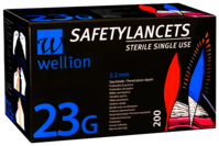 Безпечні ланцети Wellion 23G для одноразового використання 200 шт