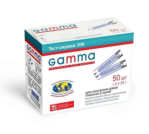 Тест-смужки Gamma DM 50 шт. (термін до 10.2022)