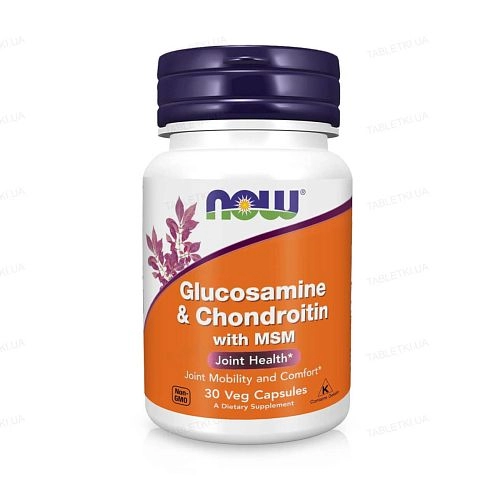 Хондропротектор NOW Glucosamine & Chondroitin & MSM капсули №30