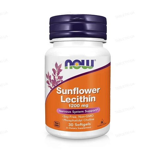 Лецитин соняшниковий NOW Sunflower LECITHIN 1200 мг капсули №30
