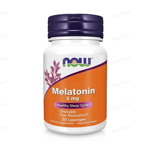 Мелатонин MELATONIN 3 mg NOW Foods, здоровый сон 30 капсул