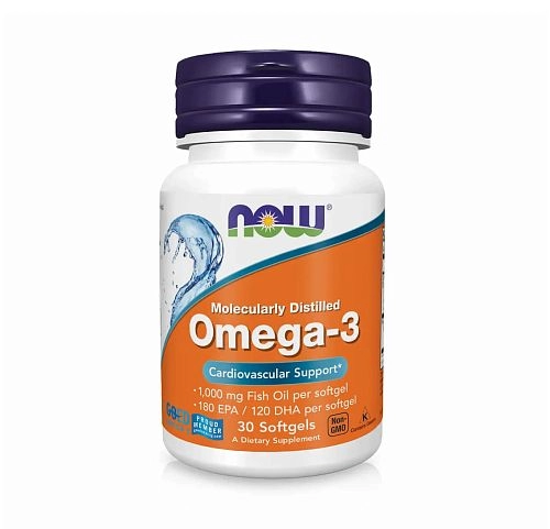 Витамины NOW ОМЕГА-3 (Omega-3) 1000мг в мягких капсулах, 30 шт.